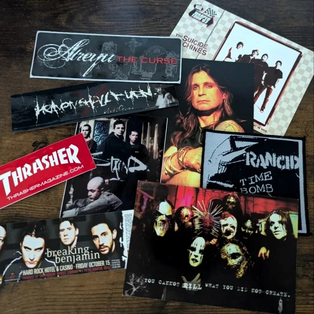 00s Rock/Metal/Alt Music Nostalgia Pack- Stickers- Postcards- Promo items- Patch